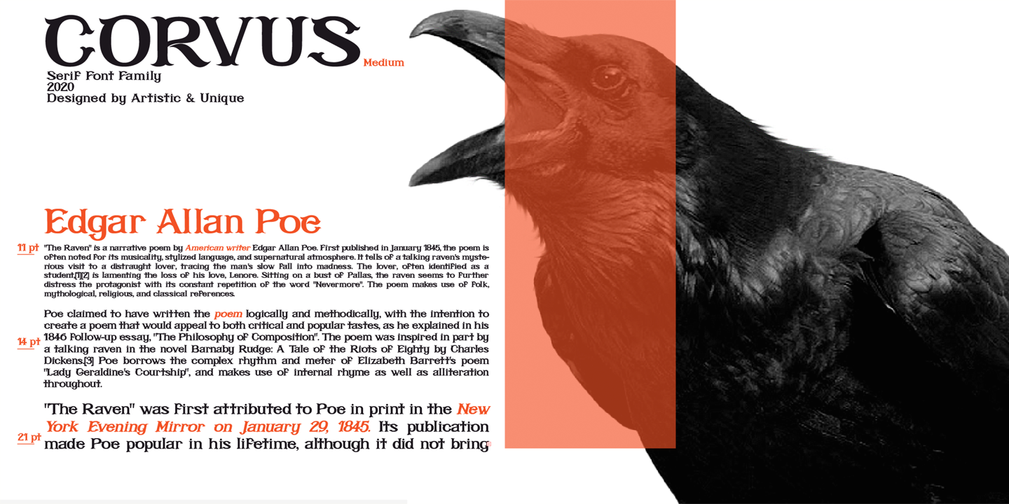 Beispiel einer Corvus Bold-Schriftart